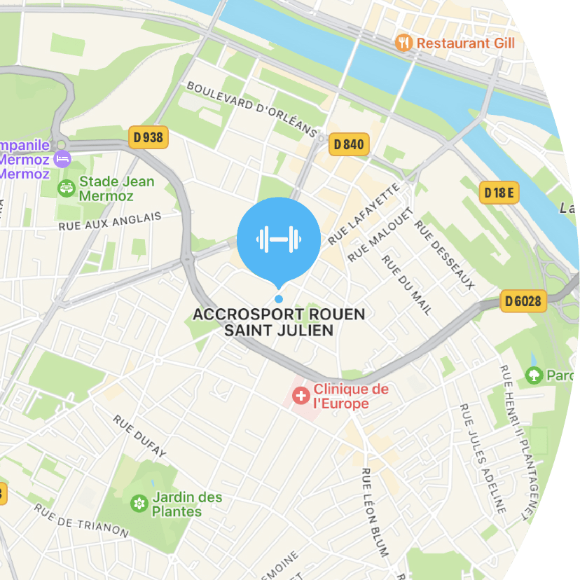 Plan d’accès à Accrosport Rouen Saint-Julien
